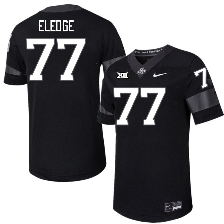 Men #77 Easton Eledge Iowa State Cyclones College Football Jerseys Stitched-Black